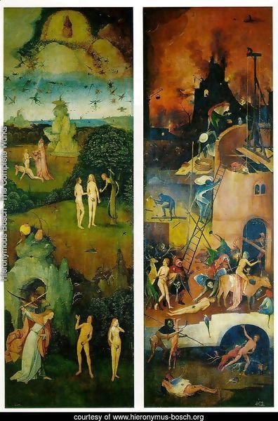 Paradise and Hell, left and right panels of a triptych