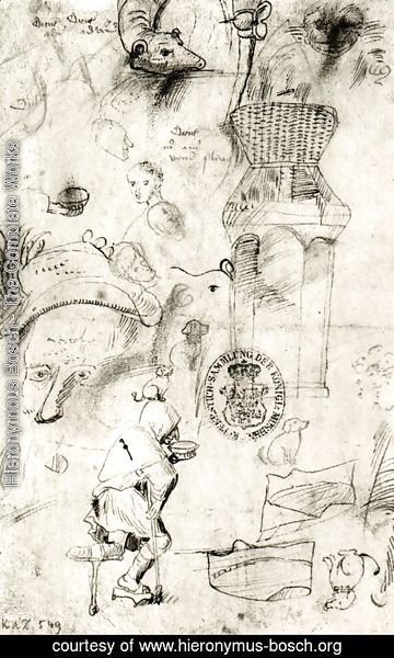 Hieronymous Bosch - Various sketches and a beggar