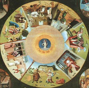 Hieronymous Bosch - Tabletop of the Seven Deadly Sins and the Four Last Things, (detail of The Eye of God which Sees the Committing of the Seven Deadly Sins)