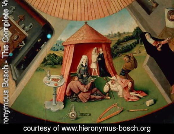 Hieronymous Bosch - Luxury, detail from The Table of the Seven Deadly Sins and the Four Last Things, c.1480
