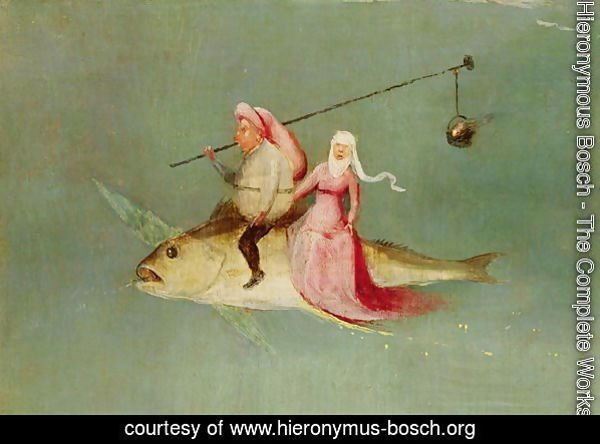 The Temptation of St. Anthony, right hand panel (detail of a couple riding a fish)