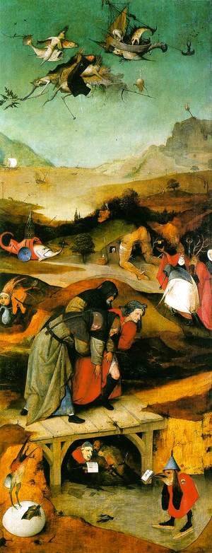 Hieronymous Bosch - Temptation of St. Anthony, left wing of the triptych